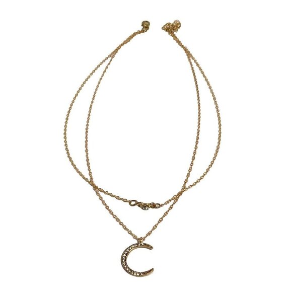 Gold-Tone Layered Necklace With Crescent Moon & Star Pendant For Women - Picture 3 of 4